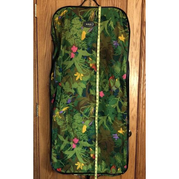 VTG Hanging Garment Luggage Bag 1970s Bright Green Floral MOD Saks Fifth Avenue - Picture 6 of 12